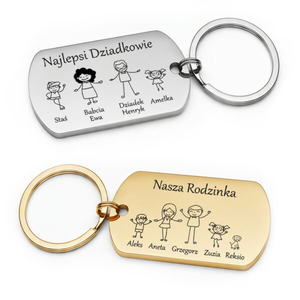 Personalizowany brelok rodzinna pamiątka ze stali szlachetnej