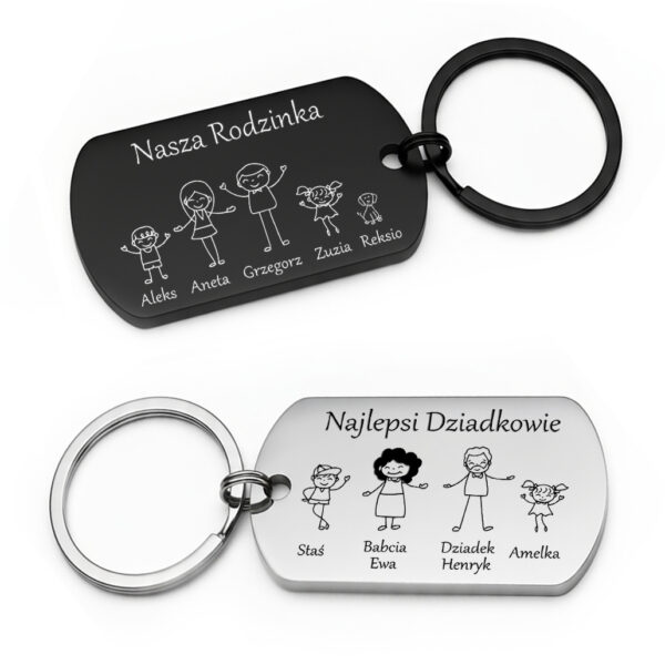 Brelok Nasza Rodzinka z grawerem postaci i imion bliskich