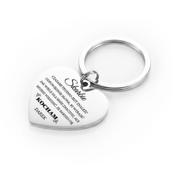 personalizowany brelok w kształcie serca ze stali szlachetnej