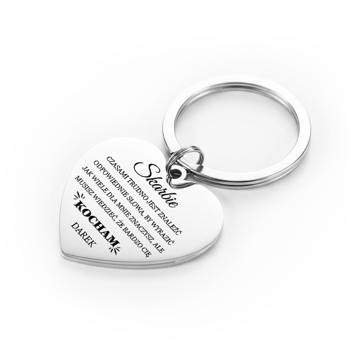 personalizowany brelok w kształcie serca ze stali szlachetnej