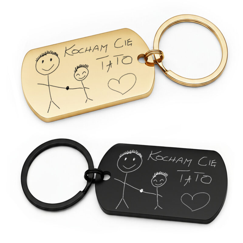 Personalizowany brelok z grawerem rysunku dla rodziców lub dziadków
