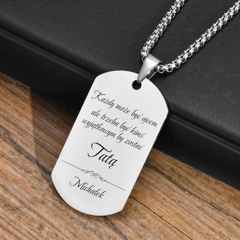 Nieśmiertelnik dla Taty ze stali szlachetnej z personalizacją