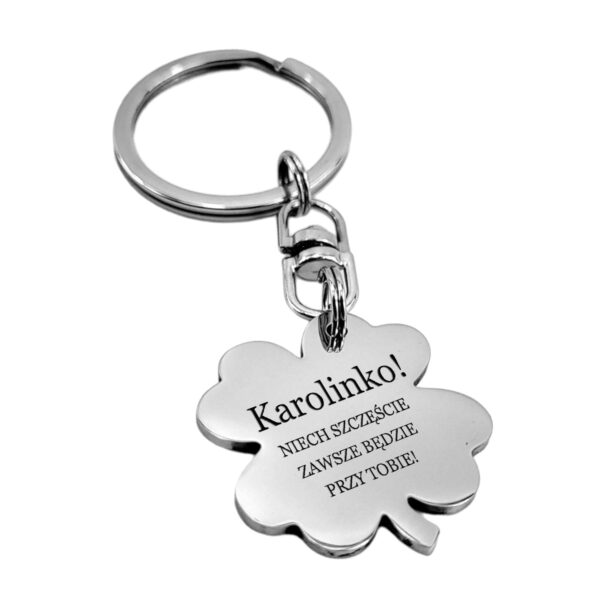 Brelok koniczynka ze stali szlachetnej z grawerem dedykacji
