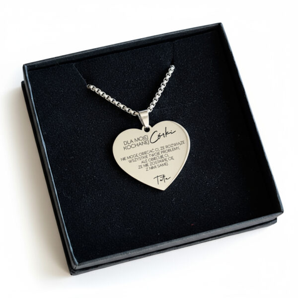 Srebrny naszyjnik serce z grawerem dla córki – Latero