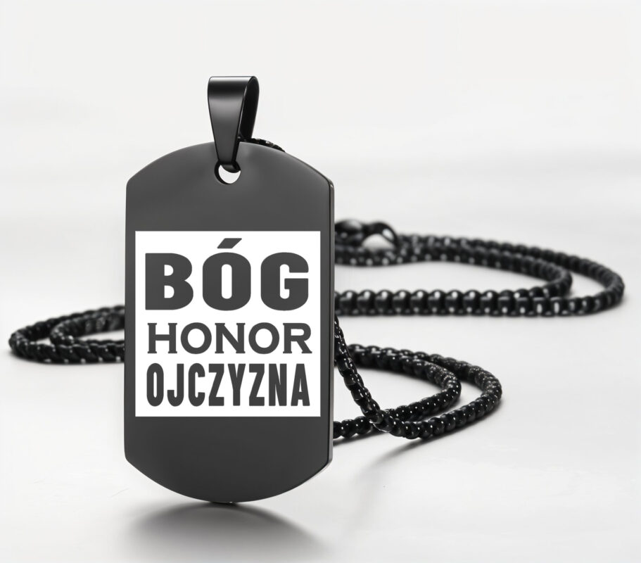 Nieśmiertelnik Patriotyczny z tekstem bóg honor ojczyzna