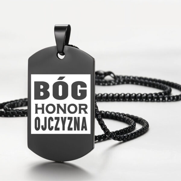 Nieśmiertelnik Patriotyczny z tekstem bóg honor ojczyzna