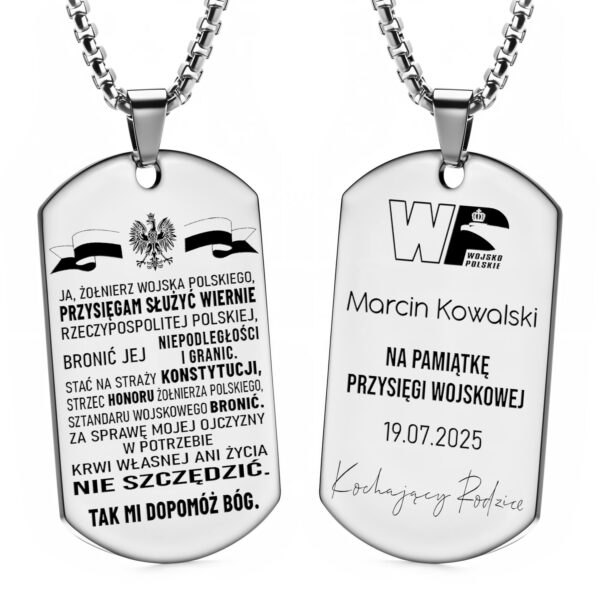 Nieśmiertelnik Męski - Pamiątka Przysięgi Wojskowej