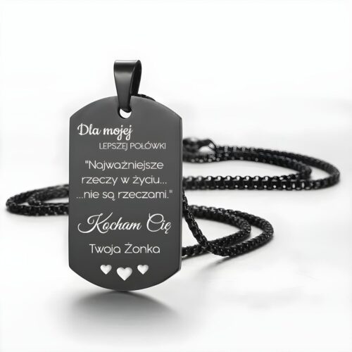 stalowy nieśmiertelnik dla partnera z dedykacją