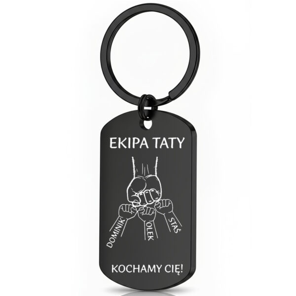 Brelok Ekipa Taty z grawerem imion dzieci ze stali szlachetnej