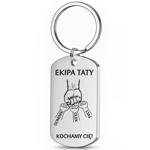 Brelok Ekipa Taty z grawerem imion dzieci ze stali szlachetnej
