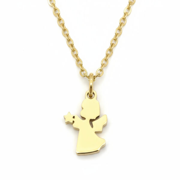 Złoty naszyjnik Aniołek – delikatna zawieszka ze stali szlachetnej