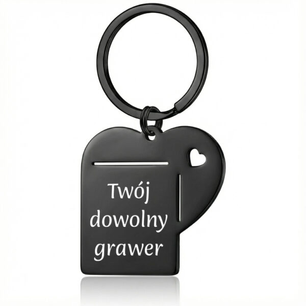 Personalizowany brelok serce z indywidualnym tekstem i delikatnym symbolem