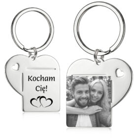 Brelok serce ze zdjęciem z grawerem na stali szlachetnej