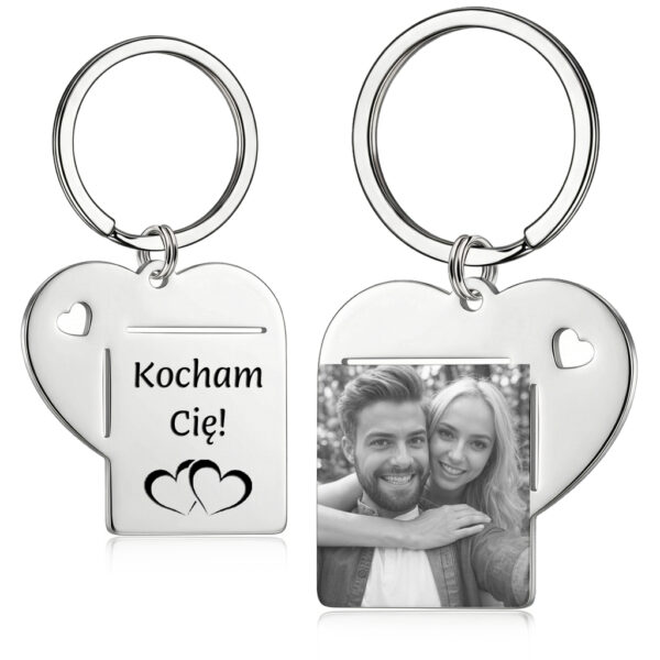 Brelok serce ze zdjęciem z grawerem na stali szlachetnej