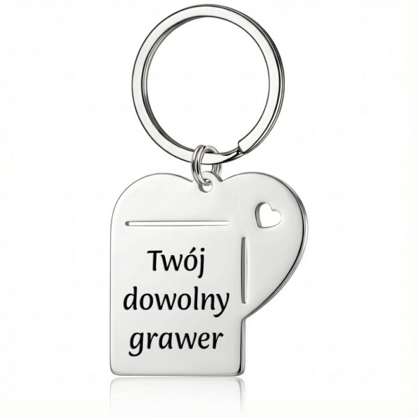 Brelok serce z dowolnym grawerem wykonany ze stali szlachetnej w eleganckim połysku