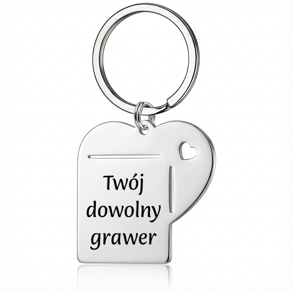 Brelok serce z dowolnym grawerem wykonany ze stali szlachetnej w eleganckim połysku