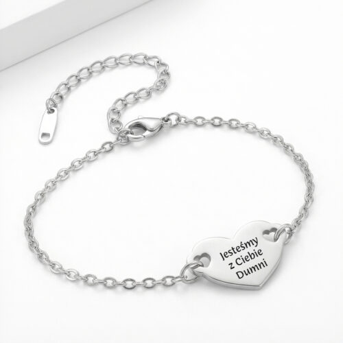 Delikatna bransoletka z serduszkiem na łańcuszku ze stali szlachetnej