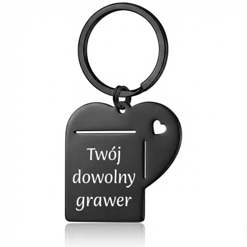 Personalizowany brelok serce z indywidualnym tekstem i delikatnym symbolem