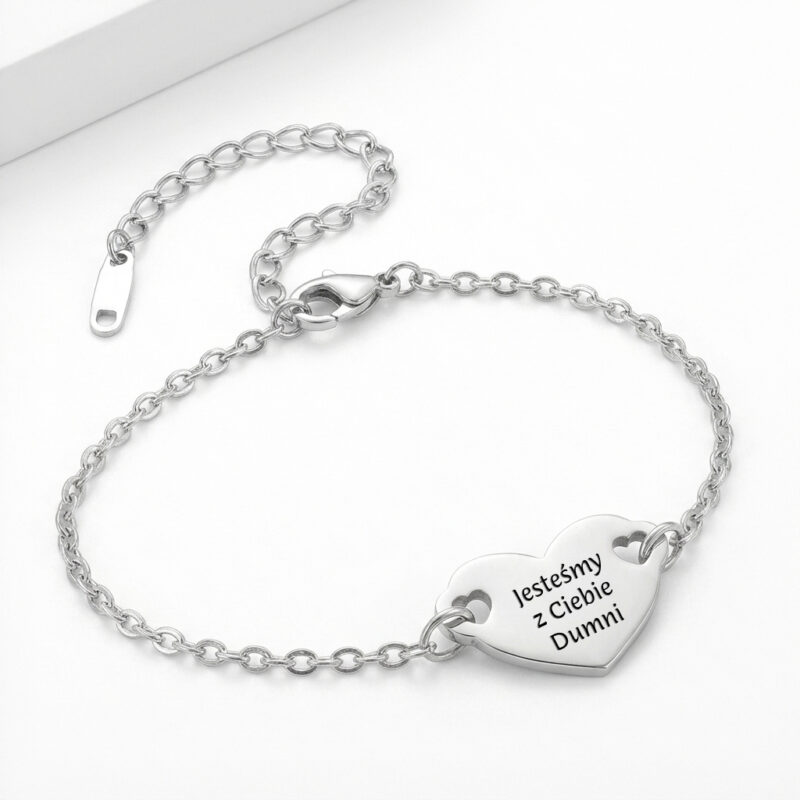 Delikatna bransoletka z serduszkiem na łańcuszku ze stali szlachetnej